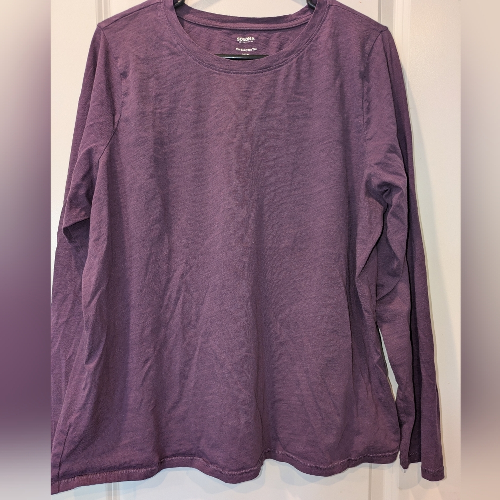 Sonoma Plum Long Sleeve Everyday Tee XXL Soft Casual Basic Top
